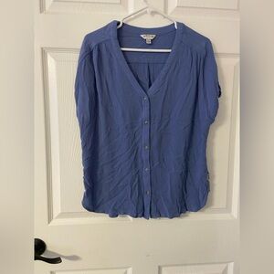 T37a- ORVIS Periwinkle Blue Wrinkled Muslin Dolman Top